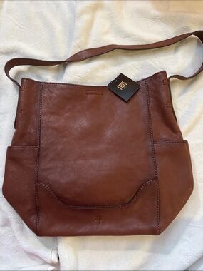 Frye Chestnut Brown Leather Crossbody Tote